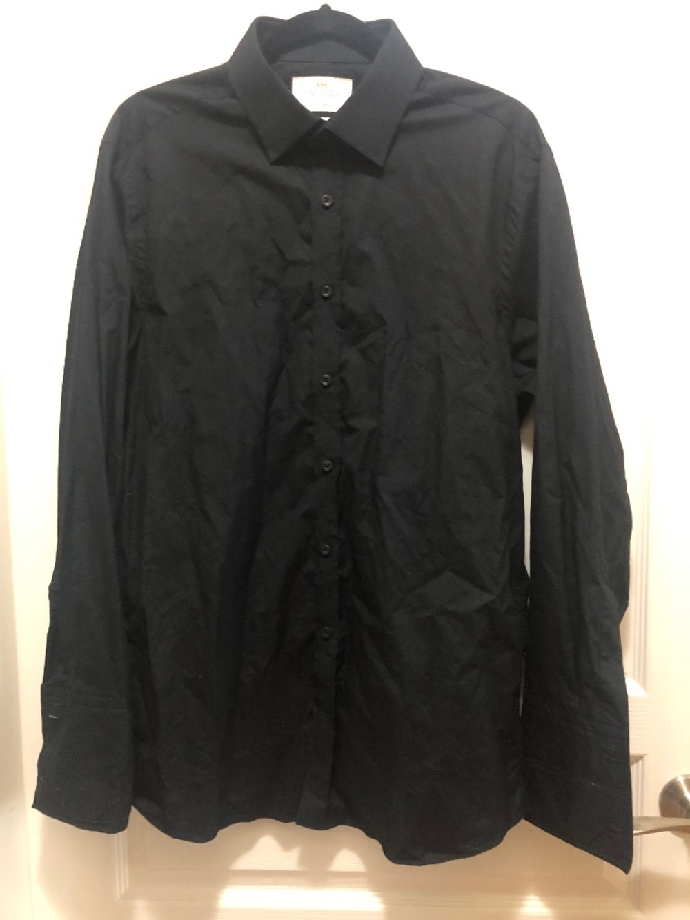Hawes & Curtis mens black dress shirt 16.5 / 34 cotton with French cuffs